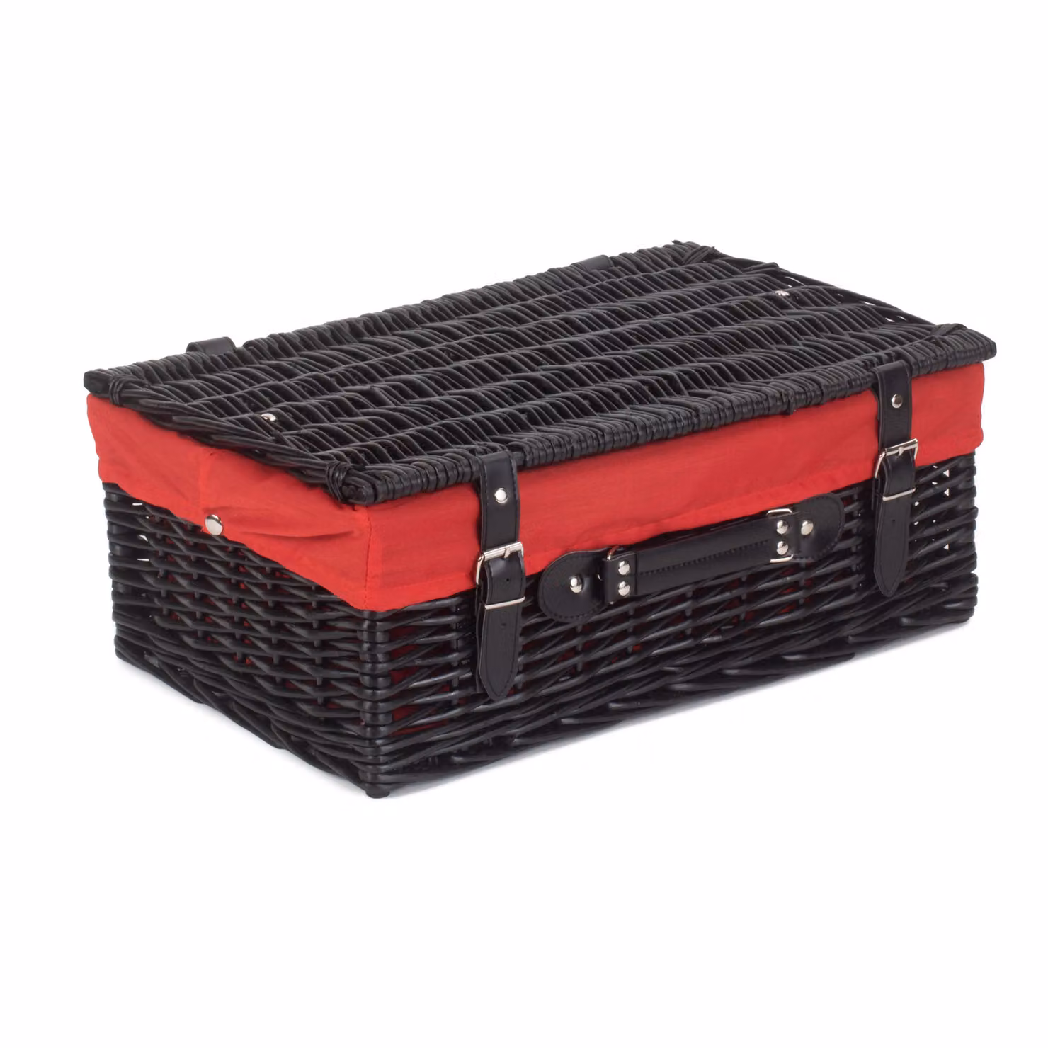Red Hamper Black Willow Wicker Picnic Basket with Cotton Lining – 2