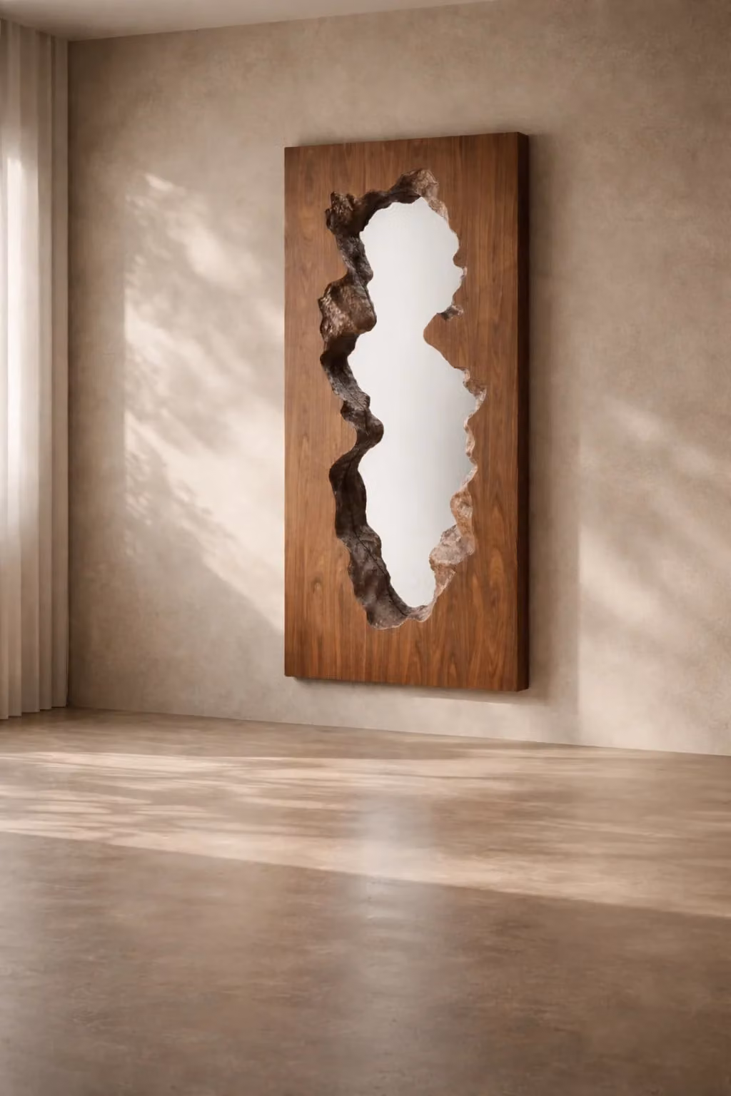 Tommy Franks Forrest Modern Organic Wall Mirror in Brown Wood