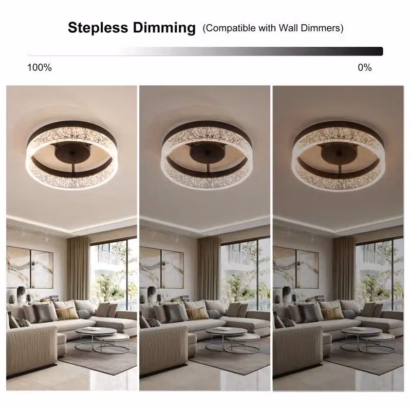Garwarm Black Circular LED Flush Mount Ceiling Light, Diameter: 25.59 cm – 6