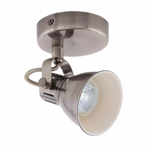 Loops Modern Metal Wall Spot Light in Silver and Beige with Included GU10 LED Bulb – 1