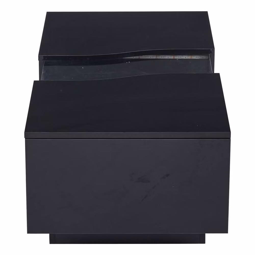 ModernLuxe High Gloss LED Coffee Table with 2 Drawers in Black, W/D/H: 120 x 60 x 40 cm – 6
