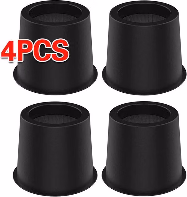 KORVIXA Heavy Duty Plastic Furniture Risers, Black, 4 Pack – 1