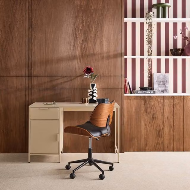 sweeek Laminated Steel Childrens Writing Desk with Drawer Unit in Beige, W/D/H: 120 x 50 x 75 cm