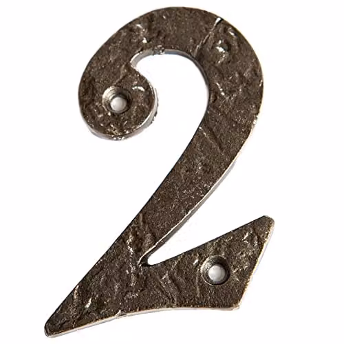 Hammer and Tongs Rustic Metal Number 2 in Black or Grey, Height: 8.5 cm