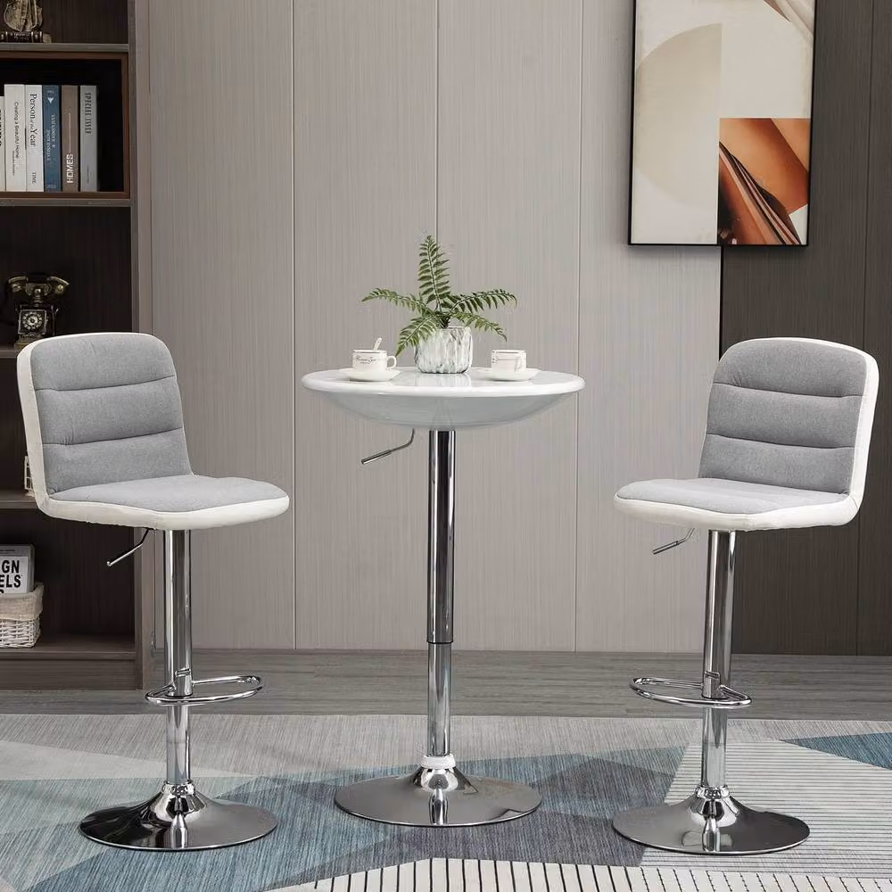 ERGOVEXA Round Bar Table with Adjustable Height and Swivel Function, White and Silver – 3