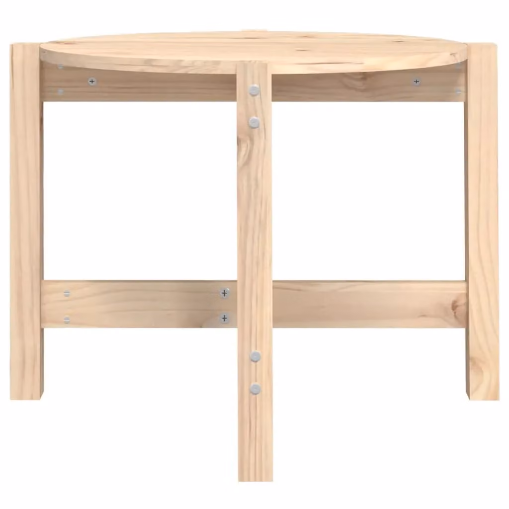 Berkfield Home Round Solid Wood Pine Coffee Table in Brown, W/D/H: 62.5 x 62.5 x 45 cm – 2