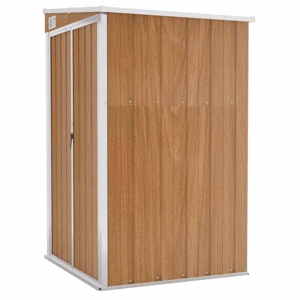 Berkfield Home Wall-mounted Lean-to Garden Shed in Brown Galvanised Steel, W/D/H: 118 x 100 x 178 cm – 2