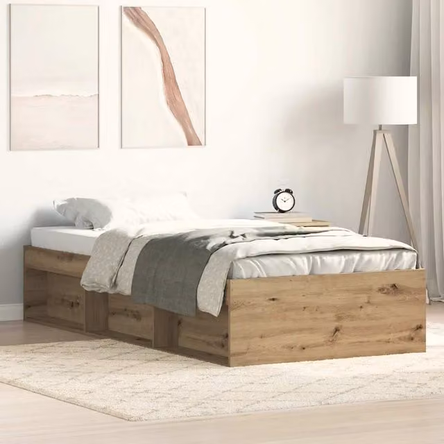 Berkfield Home Artisan Oak Single Bed Frame in Brown, W/D/H: 90 x 190 cm