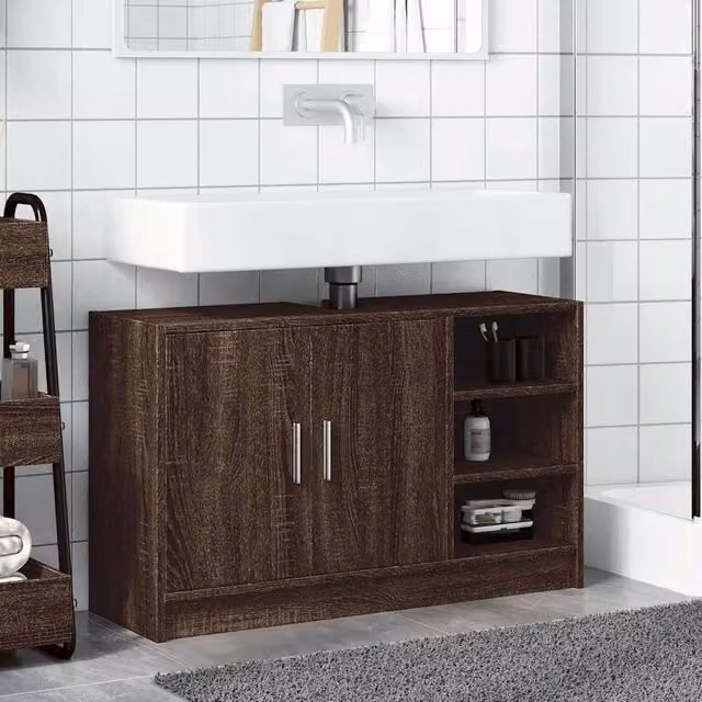 Berkfield Home Brown Oak Sink Cabinet W/D/H: 90 x 29 x 55 cm