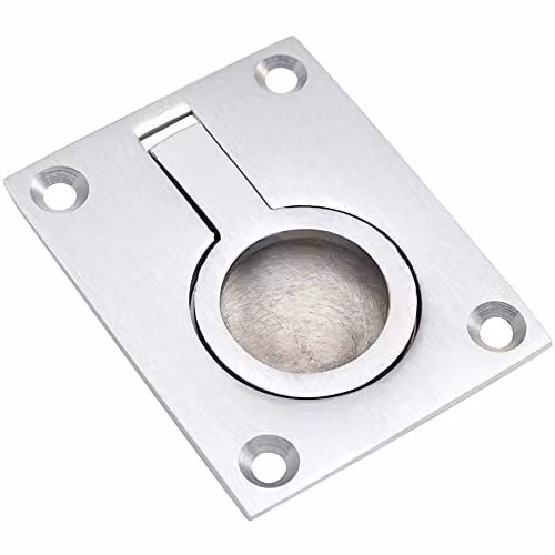 Loops Flush Ring Recessed Pull Handle in Satin Chrome, W: 50 mm, H: 38 mm, D: 8 mm