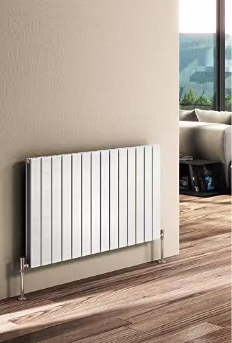 Bathroom Kingdom White Steel Flat Panel Horizontal Towel Rail, W: 81.0 cm, H: 60.0 cm – 1
