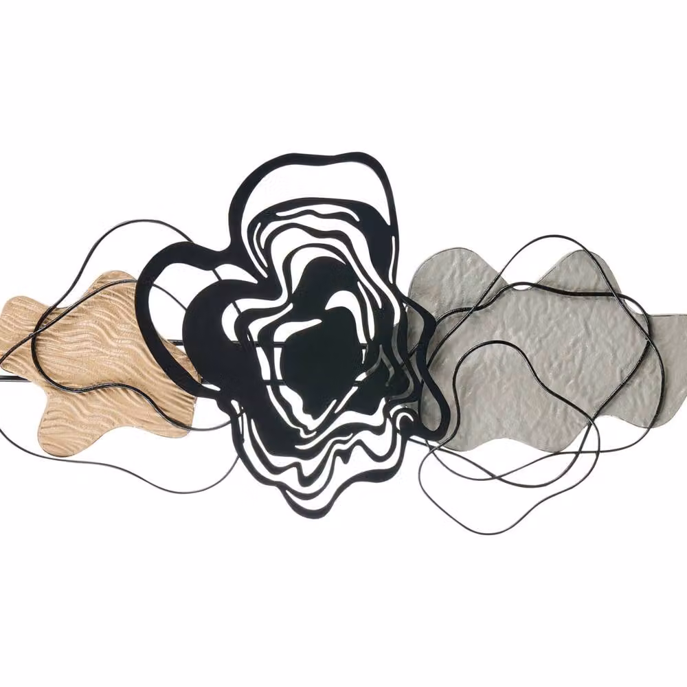 Wyld and Coco Black Metal Abstract Wall Sculpture with Modern Organic Flowing Lines – 2