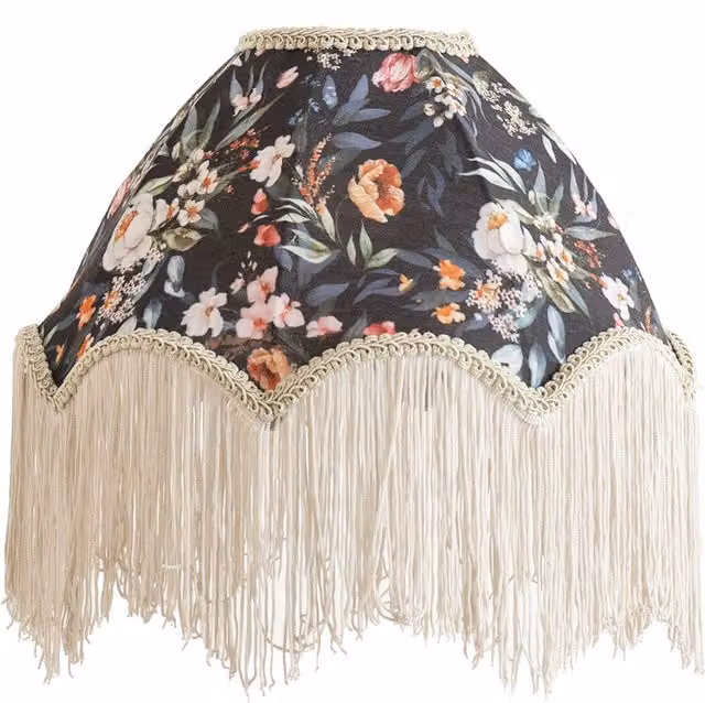 ValueLights Vintage Fabric Dome Ceiling Canopy in Multicolour Grey and Yellow