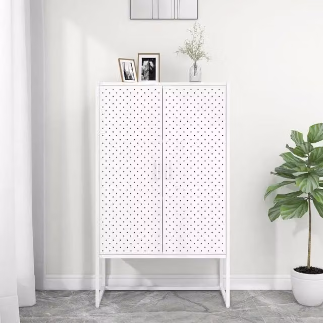 Berkfield Home White Steel Highboard, W/D/H: 80 x 35 x 135 cm