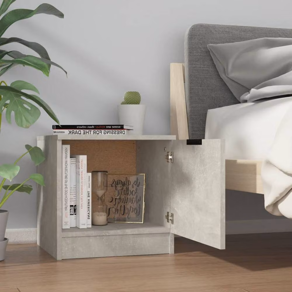 Berkfield Home Decorative Bedside Cabinets, 2 Pack, Concrete Grey, W/D/H: 40 x 39 x 40 cm – 2