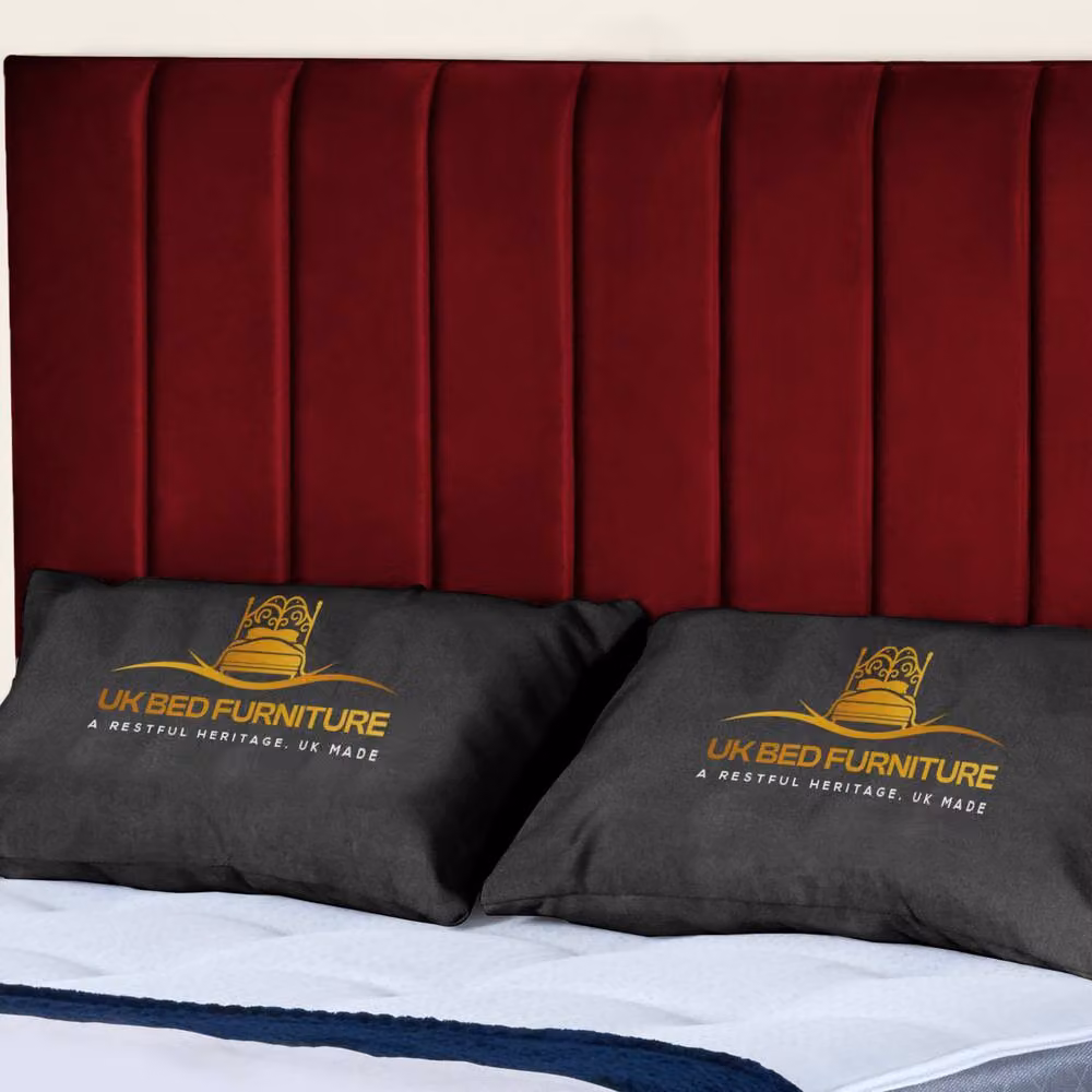 UK Bed Furniture Milano Upholstered Velvet Slatted Base Bed in Red, Size: 200 x 200 cm – 2