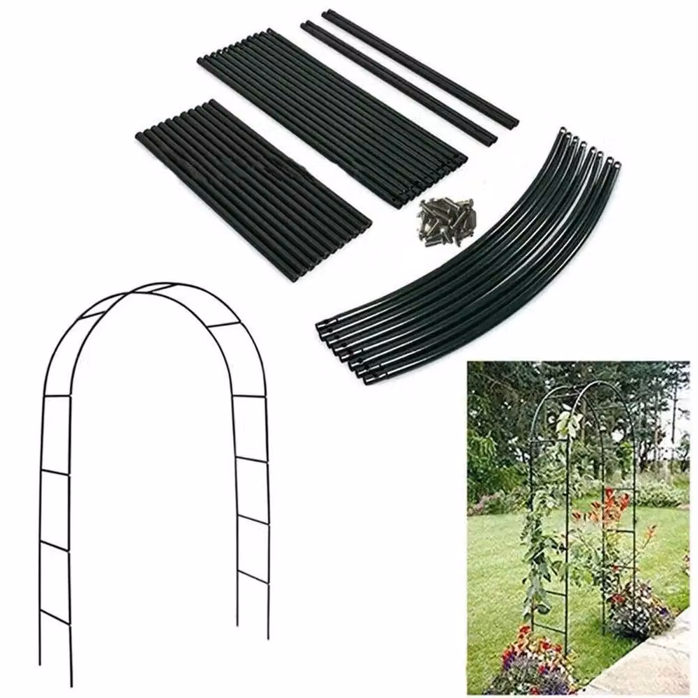 SPETLEK Black Metal Tubular Garden Arch Trellis for Climbing Plants, H 240 cm x W 140 cm x D 37 cm – 3