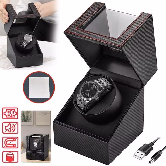 SPETLEK Single Automatic Watch Winder Display Case in Black