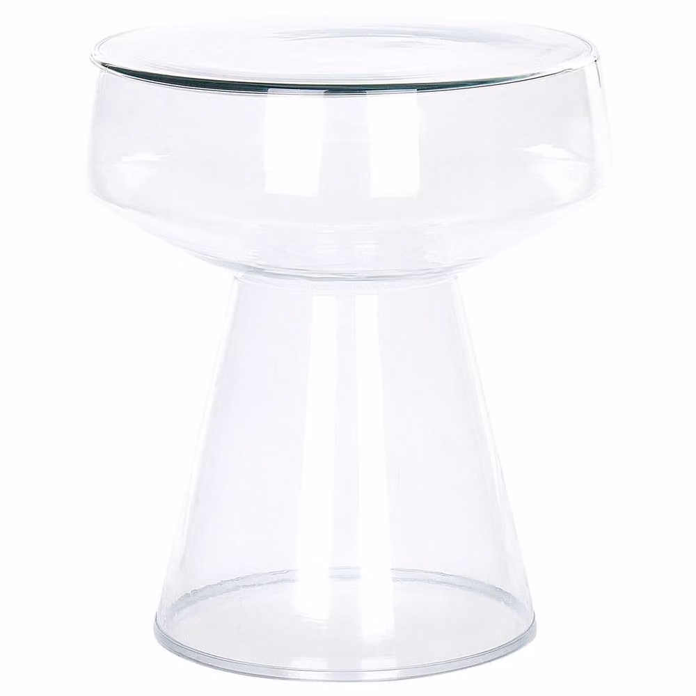 Wyld and Coco Modern Oval Glass Side Table in Transparent Clear, W/D/H: 37 x 37 x 43 cm – 2