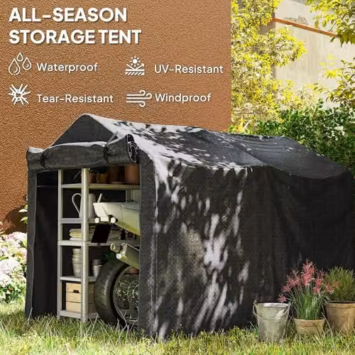 Outsunny Waterproof Black Garden Storage Bike Tent W/D/H: 220 x 157 x 165 cm – 3
