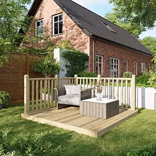 Powersheds Premium Wooden Decking Kit with Hand Rails in Brown