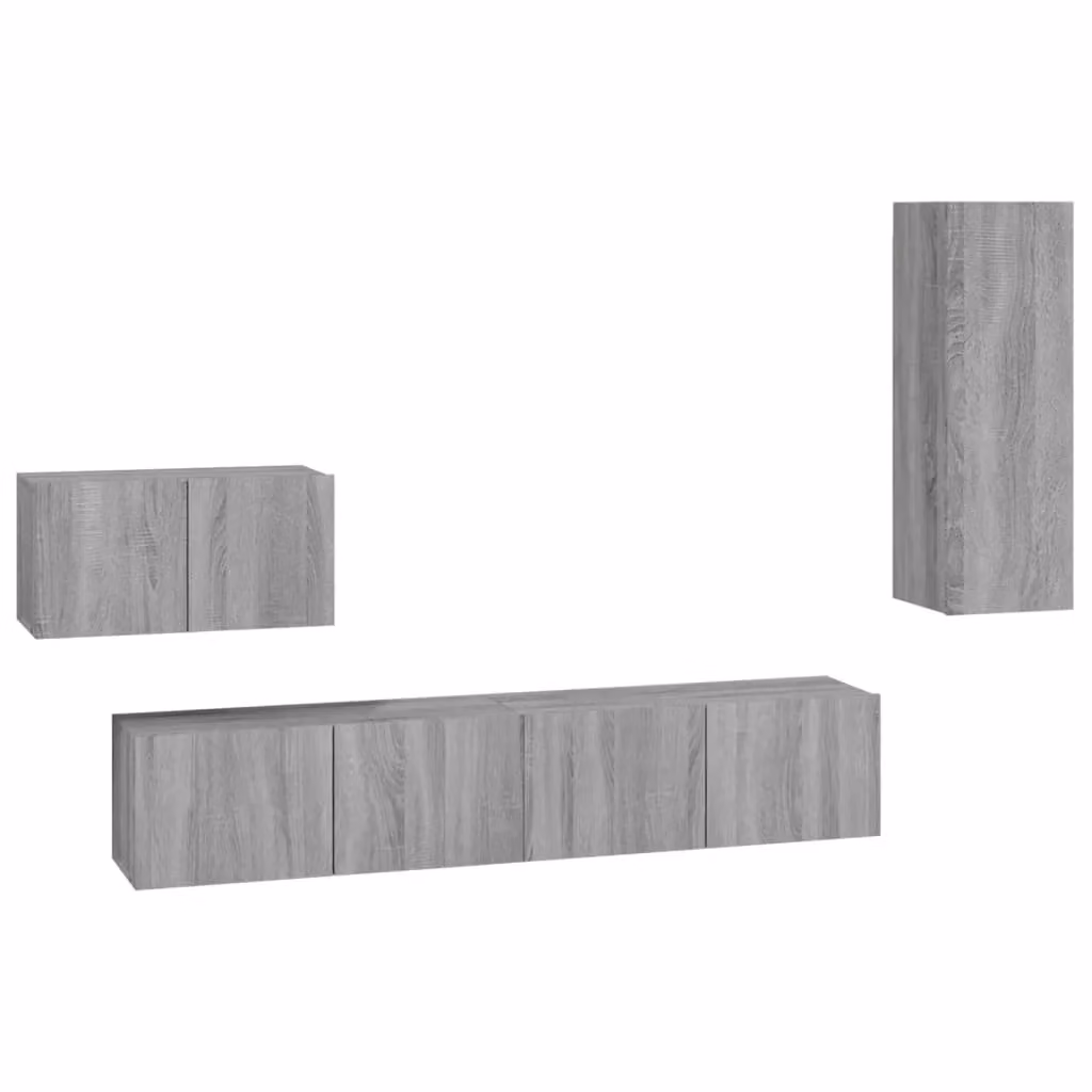 Berkfield Home 4 Piece Grey Sonoma TV Cabinet Set in Engineered Wood – 2