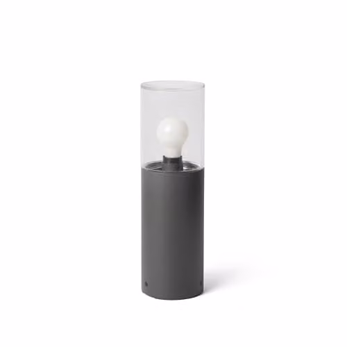 Faro Barcelona Kila Dark Grey Pedestal Lamp with Transparent Glass, Height: 40 cm, IP65, 2700K Warm White