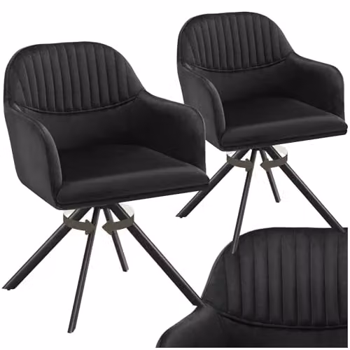 tectake Set of 2 Lona Armchairs in Black