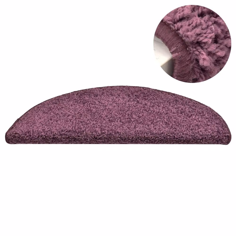 Berkfield Home Self-Adhesive Carpet Stair Treads, 15 Pieces, Dark Purple, W: 65 cm, D: 21 cm, H: 4 cm – 3