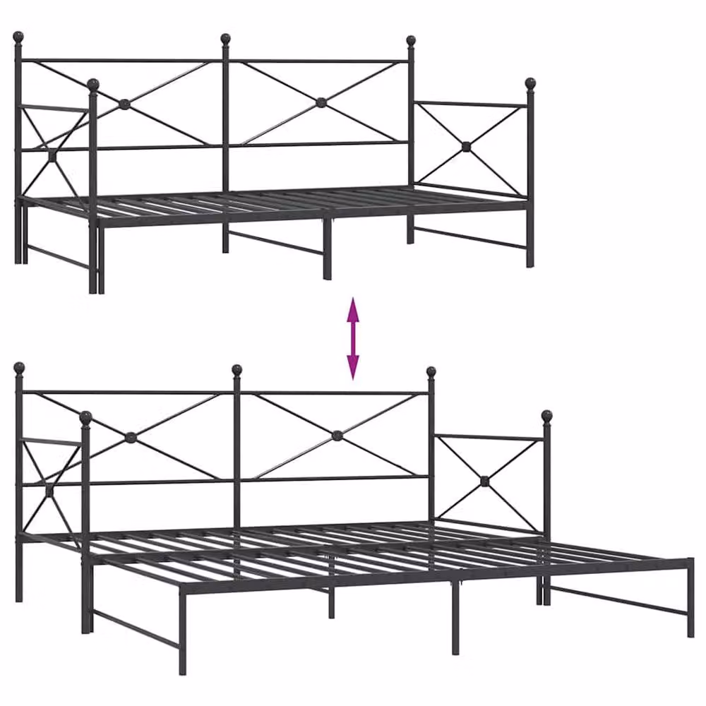 Berkfield Home Metal Daybed with Trundle in Black, W/D/H: 100 x 200 cm – 3