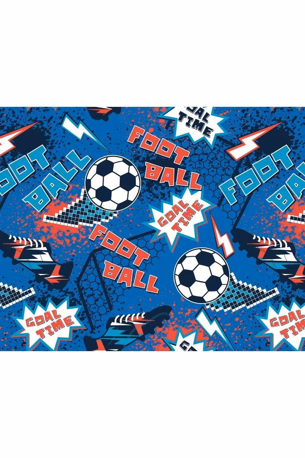 Origin Murals Graphic Pixel Footballs Wall Mural in Blue, W: 350 cm, H: 280 cm – 2