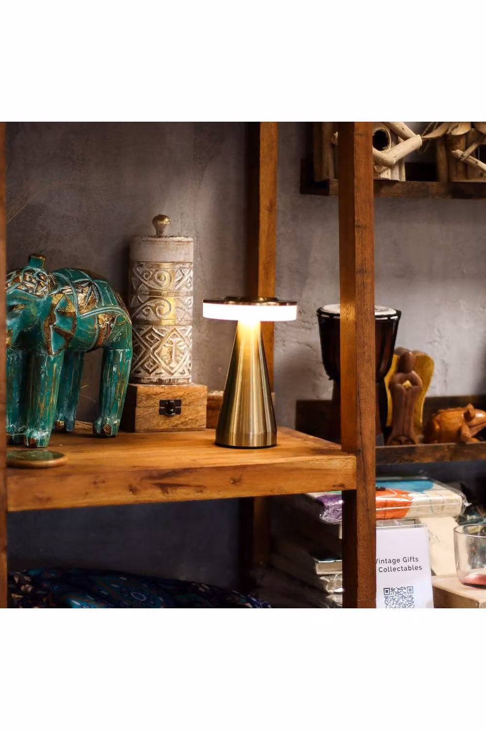 KDMD Touch Control Tall Stem Tabletop Lamp in Copper and Gold with USB Rechargeable Battery – 3