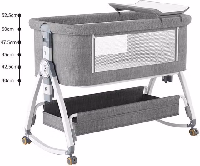 NESTLUNE Baby Bedside Crib Sleeper Bassinet in Grey, W/D/H: 60 x 120 cm – 1