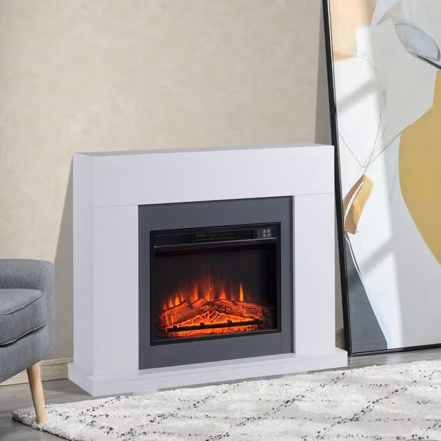 HOMCOM Electric Fireplace with Remote Control and 7-Day Programmable Timer, White