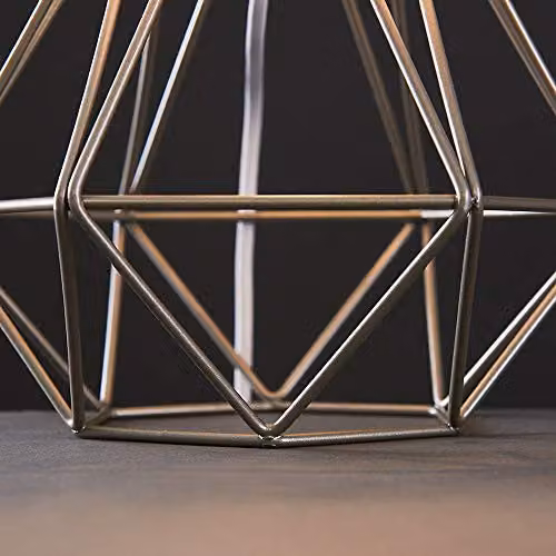 ValueLights Modern Chrome Metal Basket Table Lamp with White Fabric Shade – 5