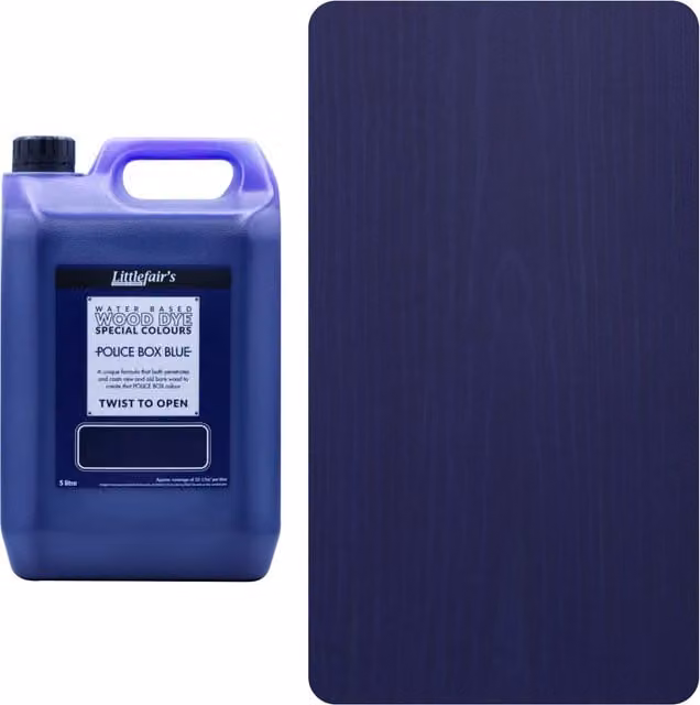 Littlefairs Opaque Wood Stain for Indoor and Outdoor Use, Police Box Blue, 5 l