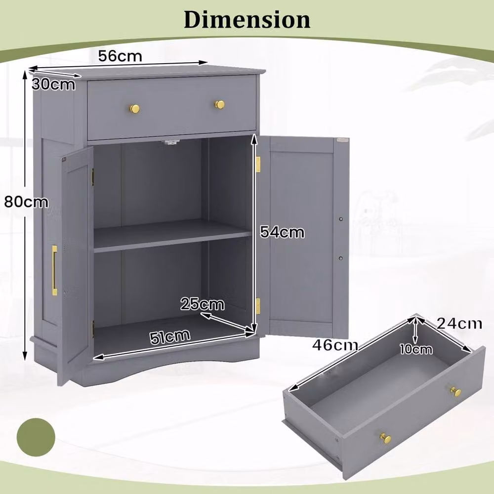 Kelvenix Modern Freestanding Metal Floor Storage Cabinet in Matt Grey – 2