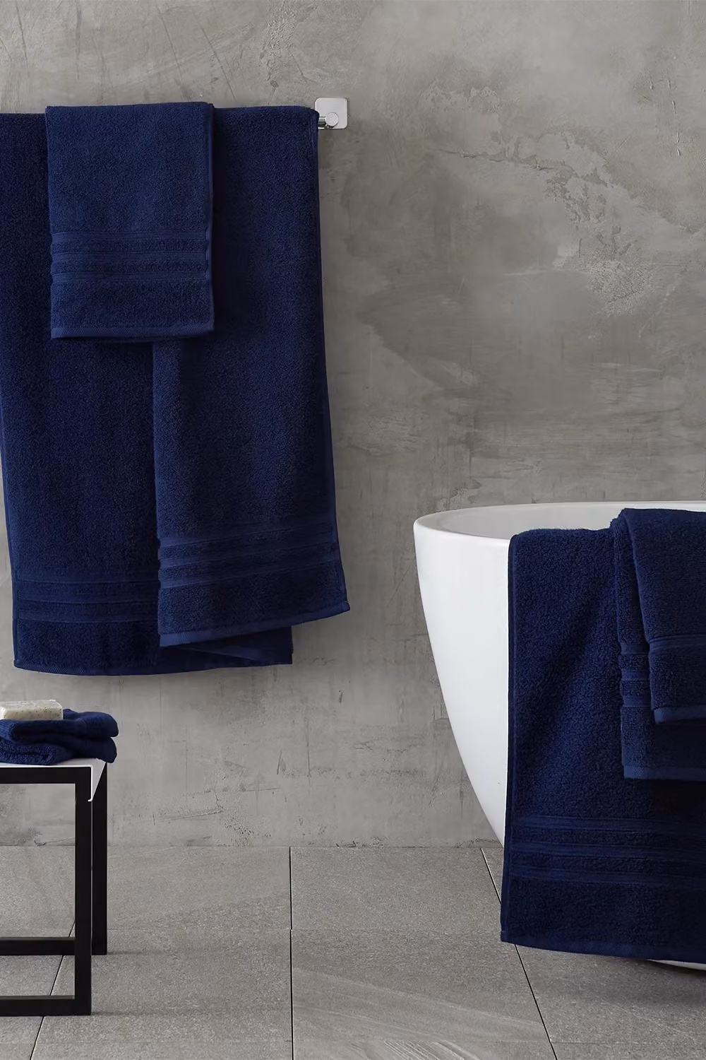 Catherine Lansfield Blue Cotton Bath Sheet Pair, W/D/H: 90 x 140 cm – 2