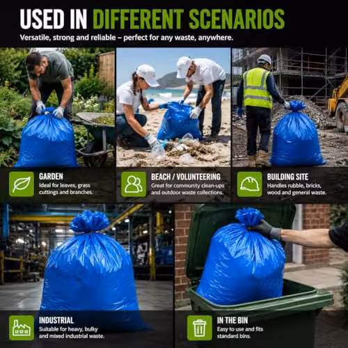 EcoBag 6 Pack Blue Heavy Duty Rubble Bags, 30L, W: 50.0 cm, H: 76.2 cm – 3