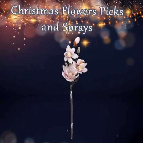 VFM e-Store Pink and Gold Magnolia Fabric Spray Christmas Decoration, H 70 cm x W 19 cm – 2