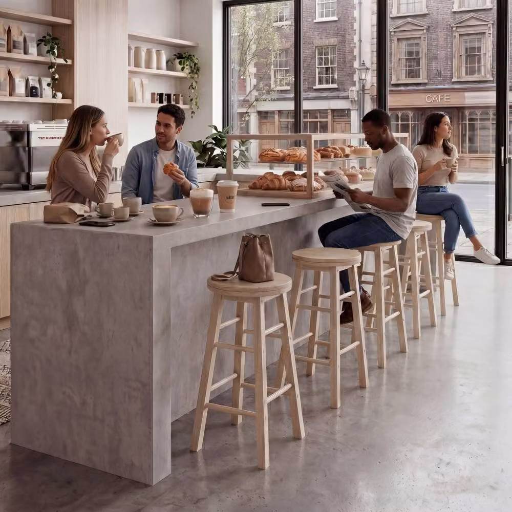 Home Discount Chef Vida Wooden Revolving Bar Stools, Set of 2, Natural/Beige – 3