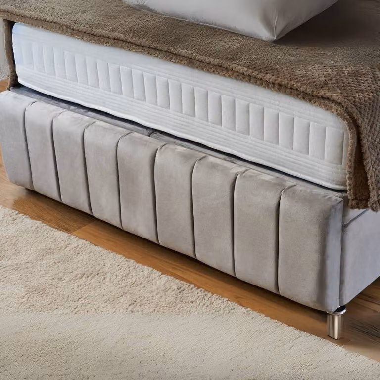 BSSPOKE Zoe Super King Ottoman Divan Bed with 54 inch Headboard, Footboard and Mattress in Pink Plush Velvet