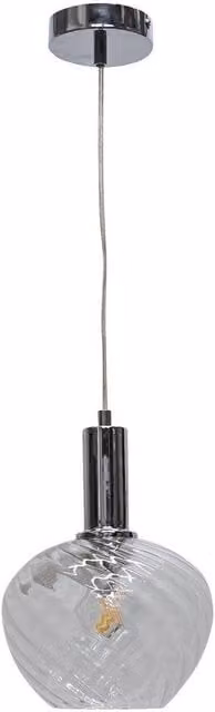 First Choice Lighting Bradson Art Deco Pendant Fitting with Transparent Swirl Glass and Chrome Finish – 1