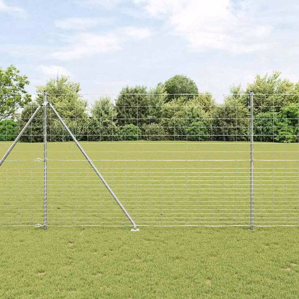 Berkfield Home Modern Field Fence in Silver Galvanised Steel, 1.6 x 25 m – 2