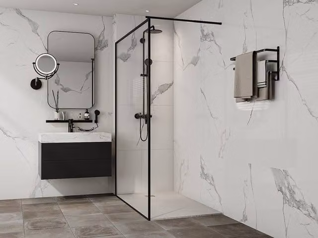 Vente-unique Resin Free-Standing or Flush Rectangular Shower Tray, White, W: 140 cm, D: 80 cm