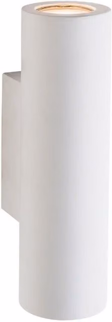 Loops Up & Down LED Wall Light in Primed White Ceramic Modern Cylinder Fitting