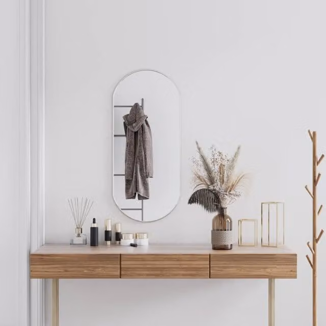 Berkfield Home Oval Wall Mirror in Silver, W 90 cm x H 40 cm