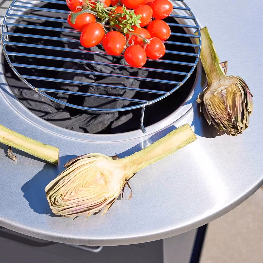 sweeek Black Steel Brazier Barbecue with Warming Rack and Storage Space, Diameter: 59 cm – 4