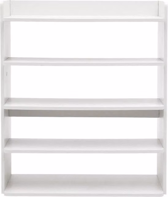 Kelvenix Narrow White Wooden Hallway Shoe Rack with Back Panel