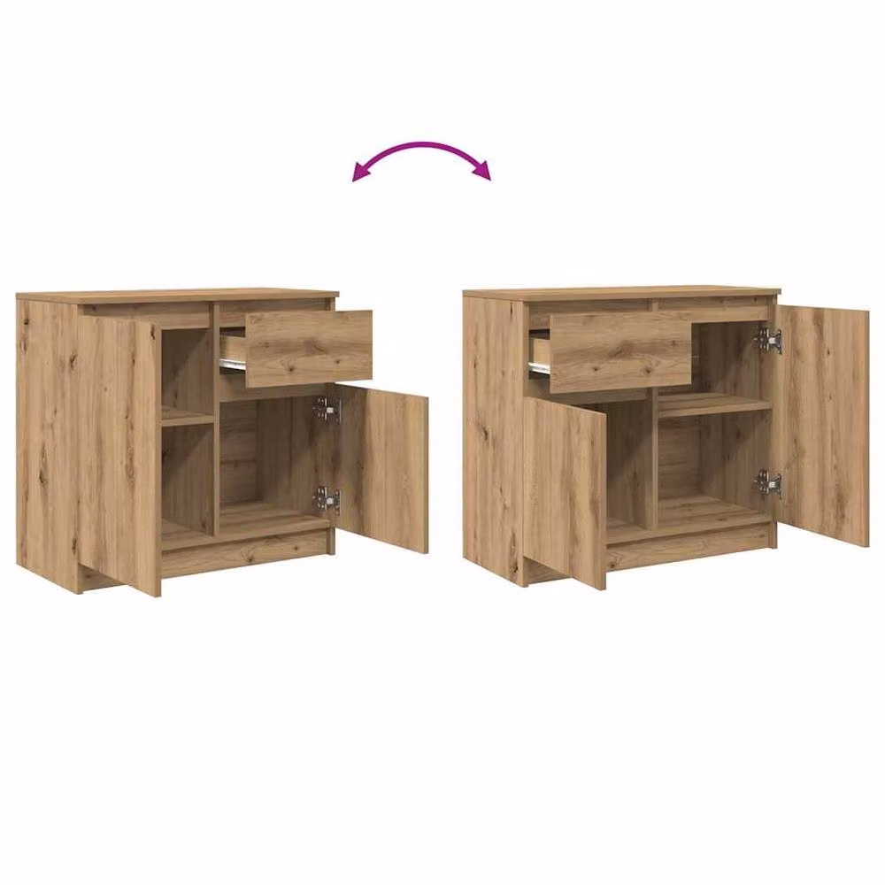 Berkfield Home Artisan Oak Sideboard with Drawer in Brown, W/D/H: 71 x 35 x 65 cm – 4